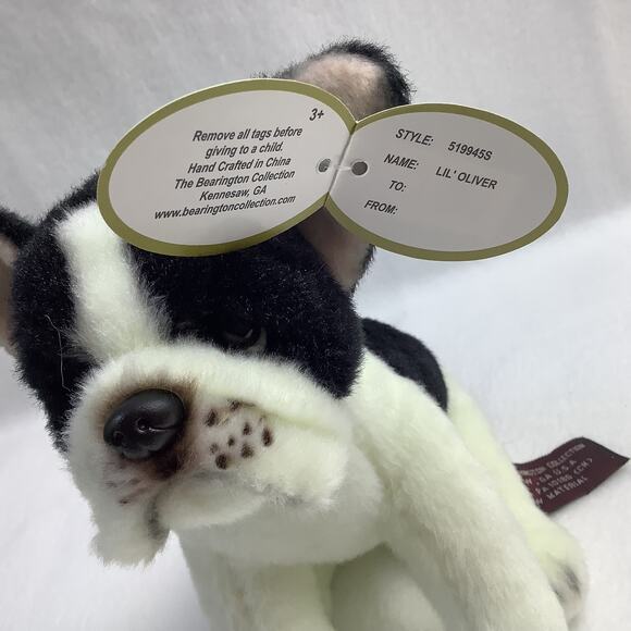 Bearington Collection Boston Terrier French Bulldog Realistic Plush Dog Toy NWT - Picture 7 of 7